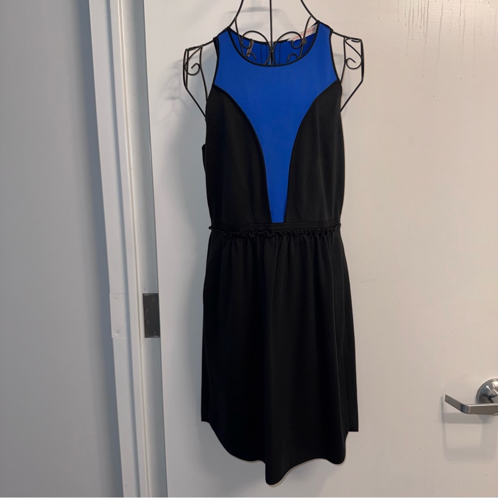Rebecca Taylor Black and Blue Racerback Dress